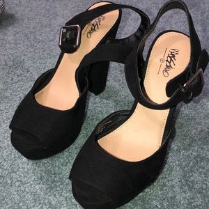 Black target brand heels